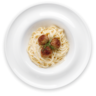 Паста с фрикадельками в сливочном соусе