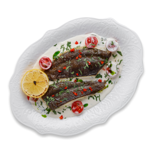 Камбала запечённая с томатами